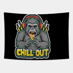 Urban Vibe: Gorilla Wearing Headphones Tapestry