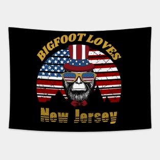 Bigfoot loves America and New Jersey Tapestry