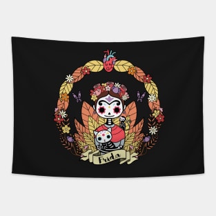 Cute Frida sugar skull Tapestry