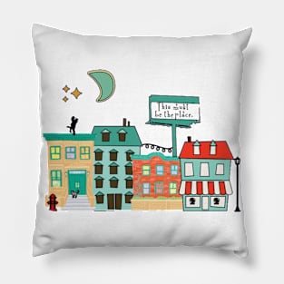 Brooklyn night cityscape Pillow