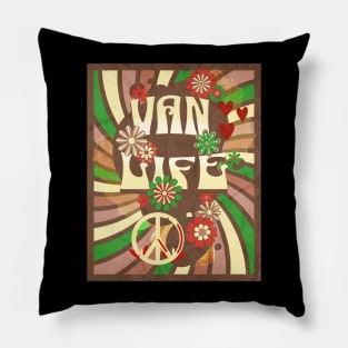 Van Life Psychedelic Stripes & Flowers Pillow