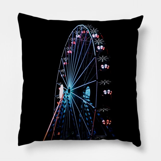 Ferris wheel Minimal Neon Style Pillow by enchantingants