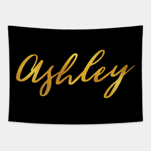 Ashley Name Hand Lettering in Faux Gold Letters Tapestry