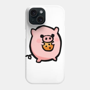 Cute Piggy Cartoon Munching Cookie Phone Case