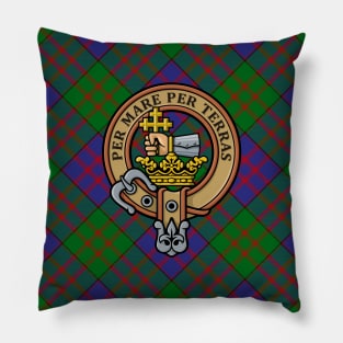 Clan MacDonald Crest over Tartan Pillow