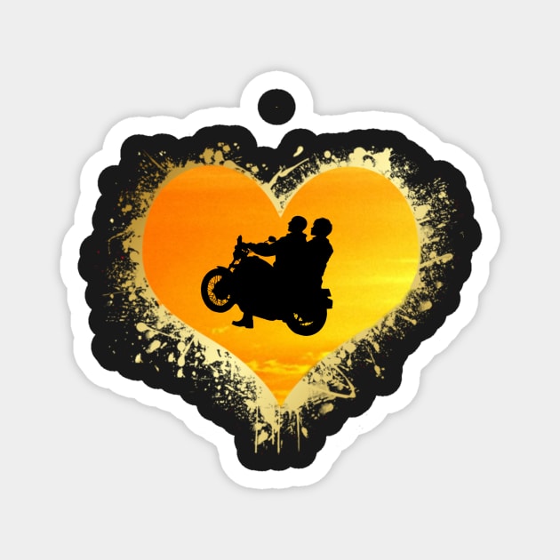 Biker Couple Motorcycle Love Heart 101 Magnet by hispanicworld