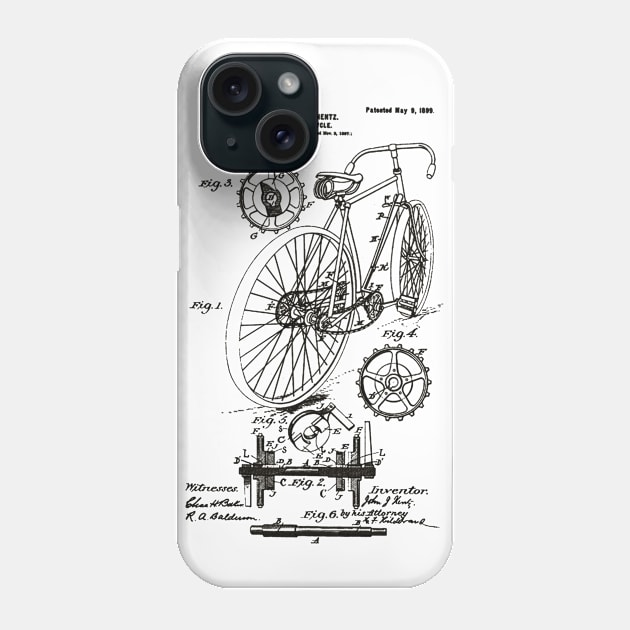 Bicycle Patent Black Phone Case by Luve