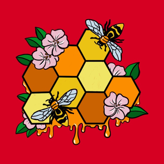 Honeycomb and Bees by noellelucia713