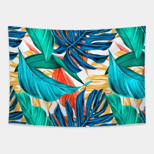 Tropical Colorful Leaves Pattern Tapestry