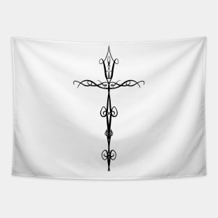 Pretty Religious Cross Faith line Art Design Tapestry