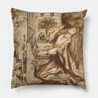 Design for Moxon's Tennyson - Saint Cecilia by Dante Gabriel Rossetti Pillow