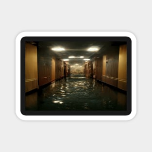 Hotel Hallway Flooded With Water /  Art Styles Different Magnet