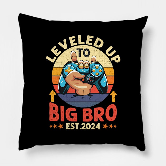 Leveled Up to Big Brother Video Gamer Big Bro Level Unlocked Boys Pillow by DenverSlade