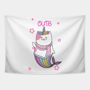 cat unicorn mermaid Tapestry