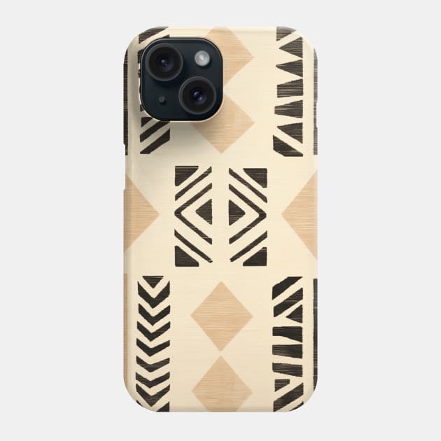 Yellow Beige Mud Cloth Pattern Phone Case by Trippycollage