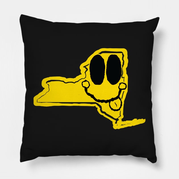 New York Happy Face with tongue sticking out Pillow by pelagio