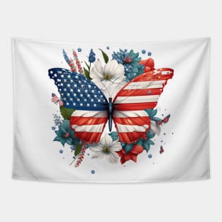 4th of July Floral Butterfly Lover Tapestry