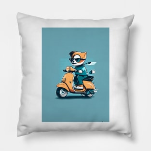 cat riding a scooter Pillow