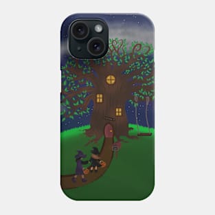 House on a hill with Trick-or-treaters Phone Case