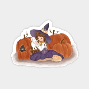 Little Witch and Three Rabbit _ Bunniesmee Halloween Edition Magnet