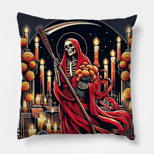 Santa Muerte Rojo Red Saint Death Pillow