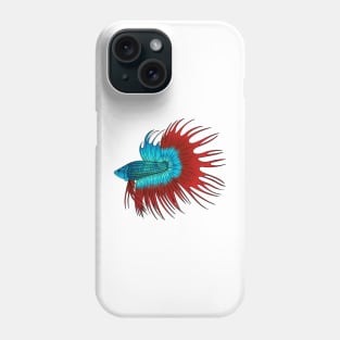 Crowntail betta fish cartoon illustration Phone Case