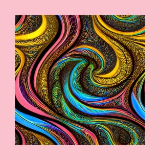 Multicolor Decorative Swirls number one T-Shirt