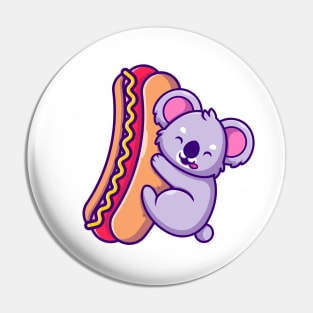 Cute Koala Holding Big Hotdog Pin