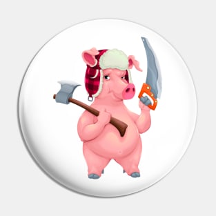 Woodworker pig with tools Pin