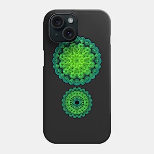 Dual Mandalas with 3-D Appearance, Green Tones Phone Case