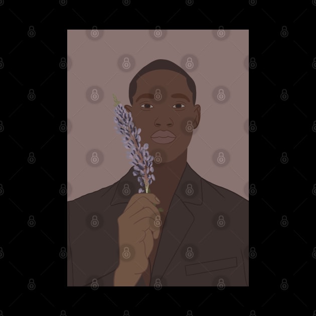 Black man with flower by Nastya Li