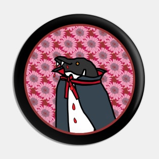 Portrait of a Halloween Horror Vampire Penguin Pin