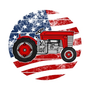 Vintage Tractor USA Flag Patriotic Farmer Farming 4th July T-Shirt