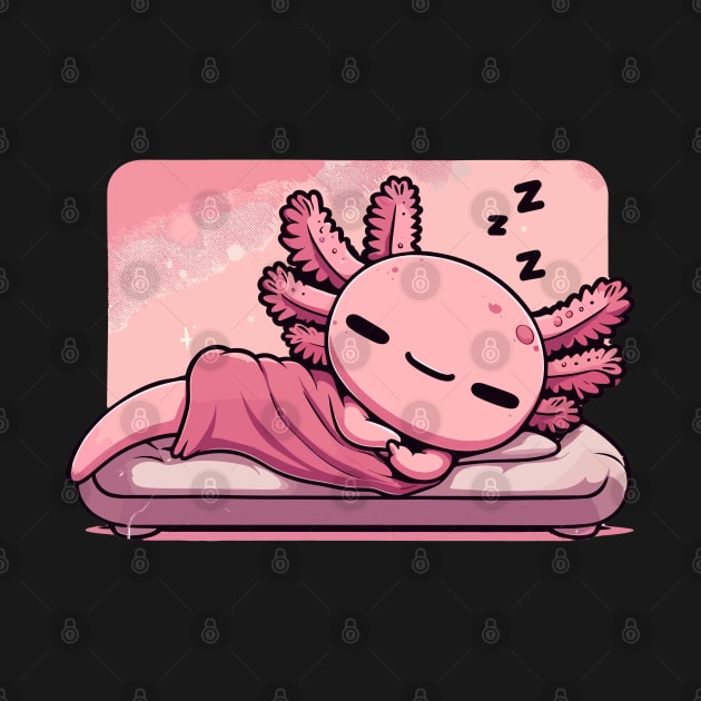 Kawaii Sleeping Axolotl by TomFrontierArt