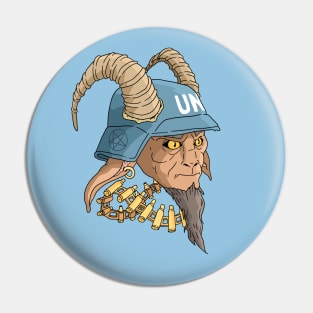 blue helmet devil Pin