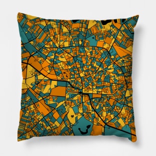 Bucharest Map Pattern in Orange & Teal Pillow