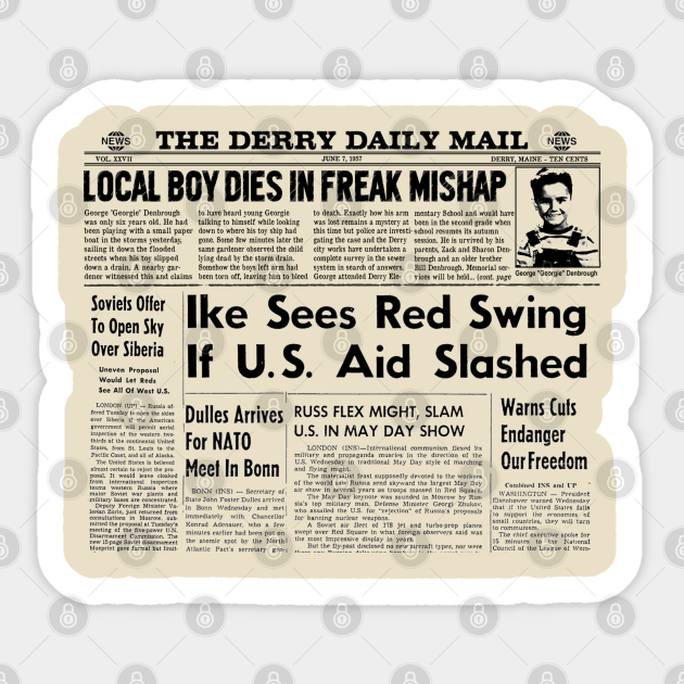 It Newspaper Headlines Stephen King Sticker Teepublic