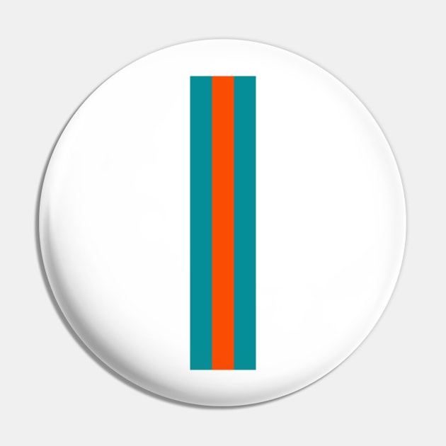 Retro American Football Stripes Miami Teal Orange Pin by Culture-Factory