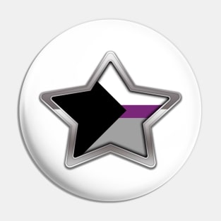 Large Demisexual Pride Flag Colored Star with Chrome Frame Pin