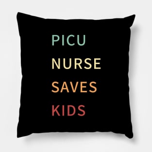 picu nurse! retro colours typographic design Pillow