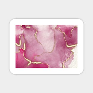 Pink gold alcohol watercolor ink abstract Magnet