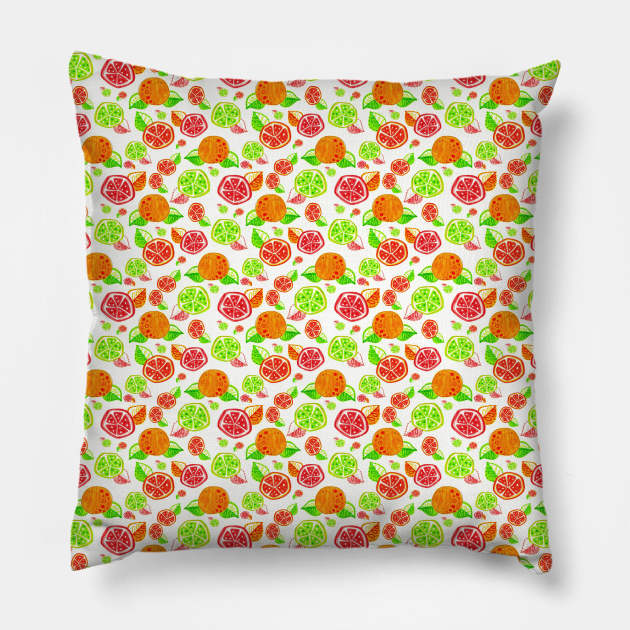 Colorful Citrus Pattern Pillow by saradaboru