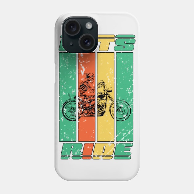 Retro Motorcycle Rider - Great Gift For Motorcycle Riders - Retro Colors & Black Logo Design - Distressed Look Phone Case by RKP'sTees