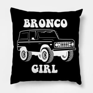 Bronco Girl 1966-1977 White Print Pillow