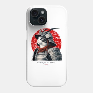 Samurai Cat Warrior Design with Sun Tzu Wisdom Phone Case