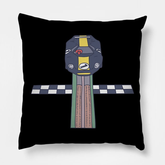 Slot Car Racing - Finish Line - Competitive Hobby Pillow by DeWinnes