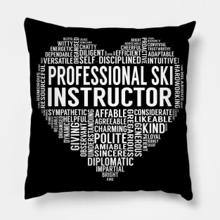 Professional Ski Instructor Heart Pillow