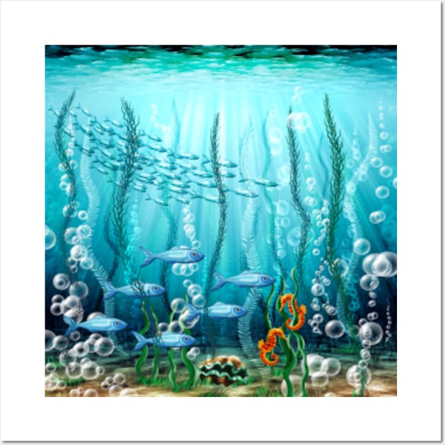 Awiszzz 3d Wall Art Decor Fish Seaweed Decor Ocean Themed