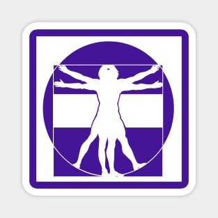 Vitruvian Man - Original Logo Banner Sigil - Light Design for Dark Backgrounds Magnet