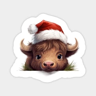 Christmas Peeking Baby Bison Magnet